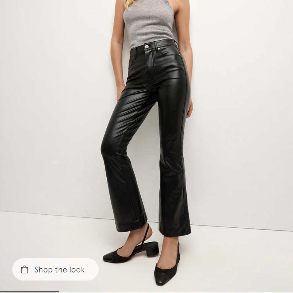 Veronica Beard Black Flare Faux Leather Pants